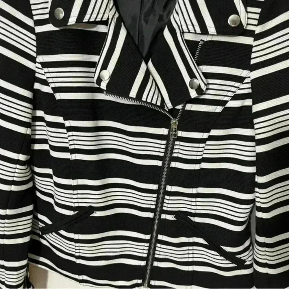 BAGATELLE Striped Moto Zip Up jacket | size Medium‎ - Picture 11 of 11